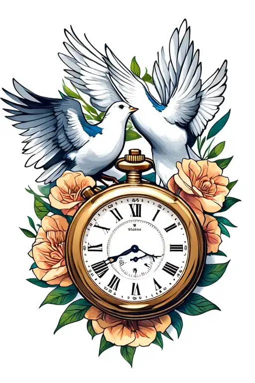Pocket Watch And Dove Holding