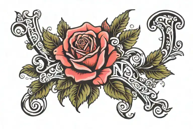 Name Marianna With Last Letter Turning Into A Rose Under The Name