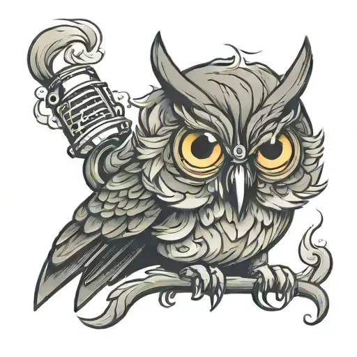 Fierced Owl Smoking Cigarette
