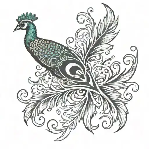 Peacock Feather Floating From Phoenix Rising