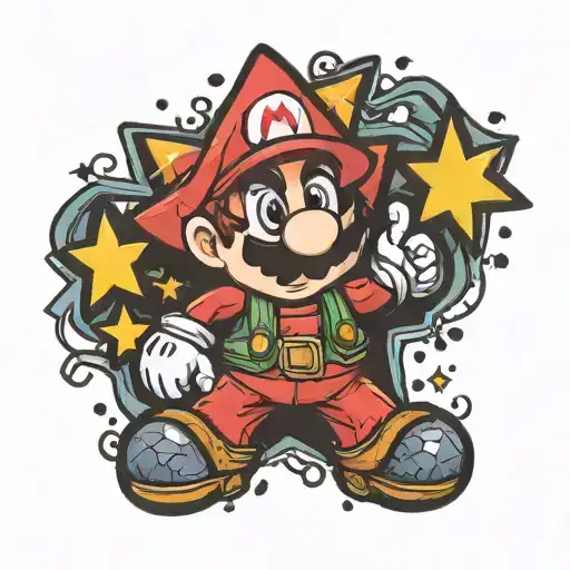 Mario Star With Stars Around It