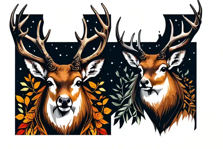 Deer Head And Antkers Outline