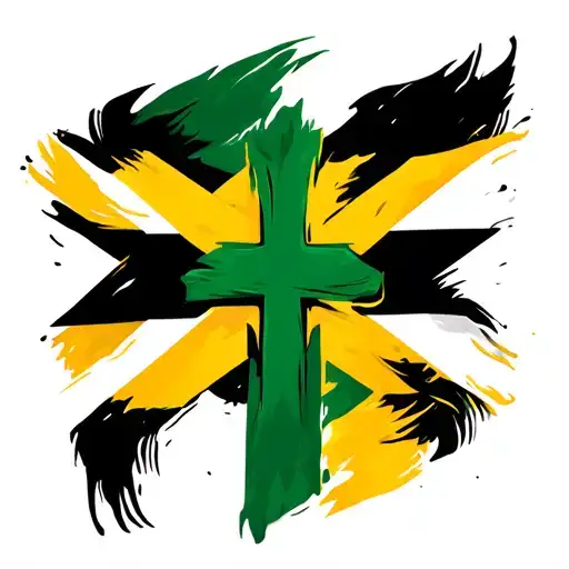 Jamaican Flag In A Christian Cross