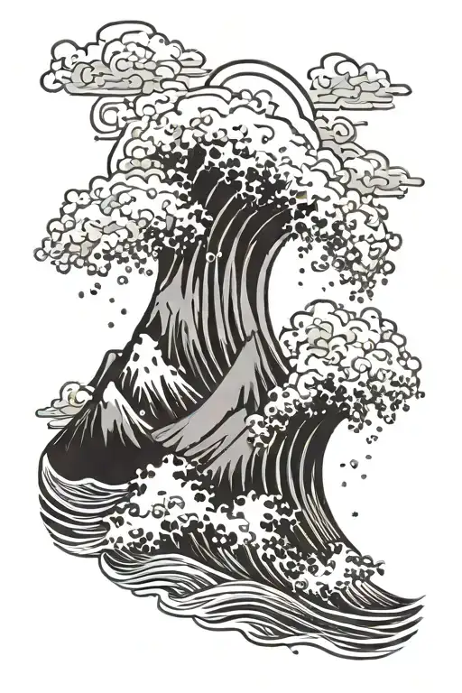 Mountains And Ocean Wave Crashing