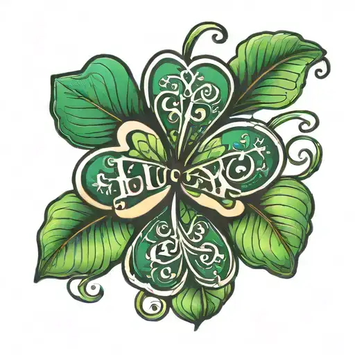 Clover Leaf With The Word Lucky
