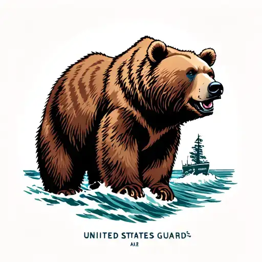 Kodiak Brown Bear Working With The United States Coast Guard Aids To Navigation