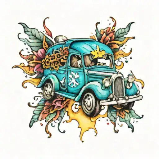 Autism Water Color Car