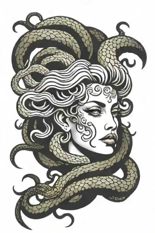 Medusa Head With Snake Hair