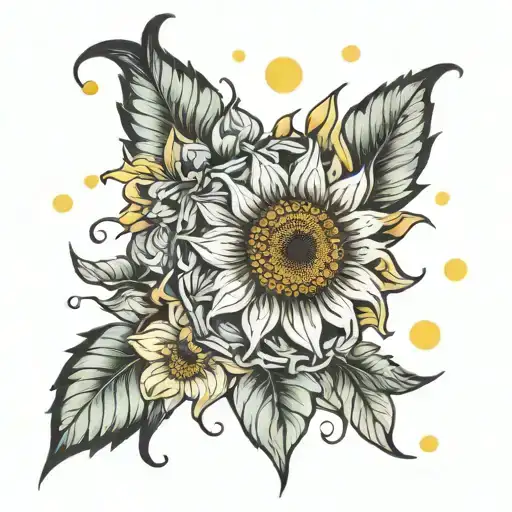 Leo Starsing And Yellow Sunflower