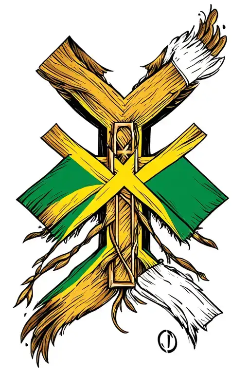 Jamaican Flag In A Christian Cross