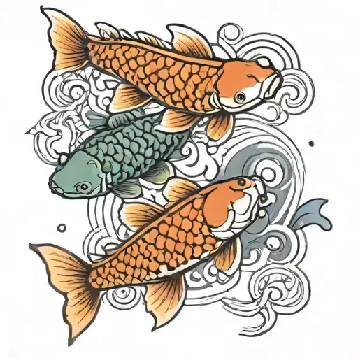 Four Koi Fish Swimming