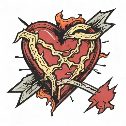 Broken Heart With Bandage And A Lightning Bolt