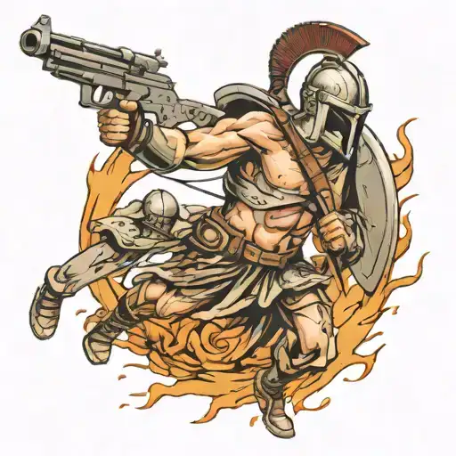 Spartan Solider Being Caught Cross Fire