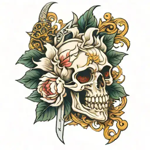 Peony Skull Dagger Filigree