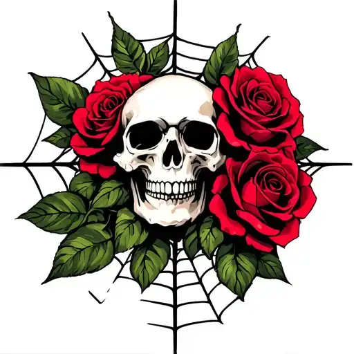 Skull Roses Spider Web