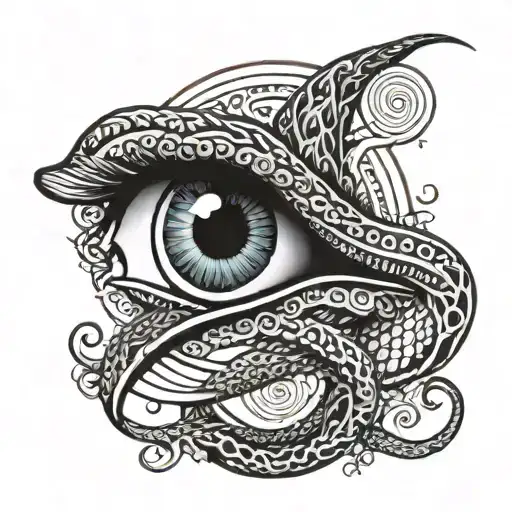 Crescent Moon And Serpents Eye Inside Representing The Client's