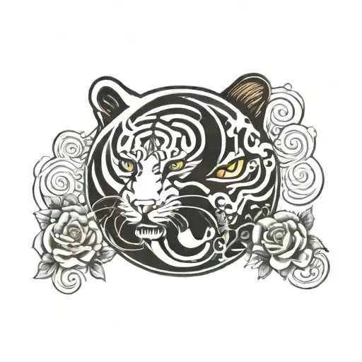 Yin Yang Represented By Tiger Head