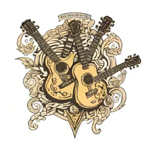 Two Guitars With Roman Numerals On The Fretboard