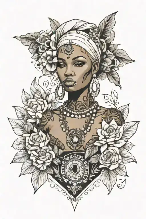 Bare-skin Beautiful Slim White Blonde Girl With African Jewels