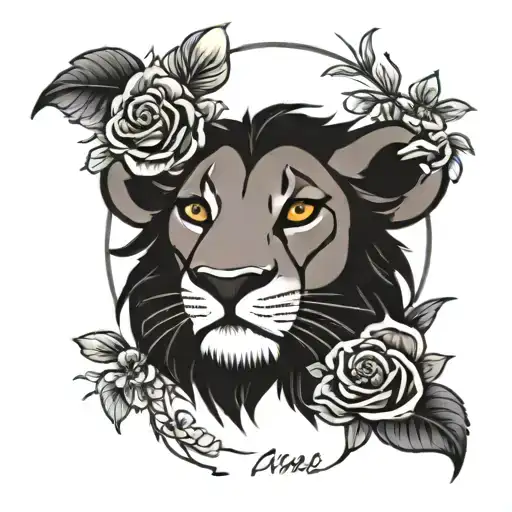 Scar From Lion King And Seductive Flowers Surrounding