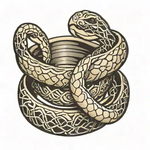 Wedding Finger Ring Tattoo Constructed From 2 Snakes