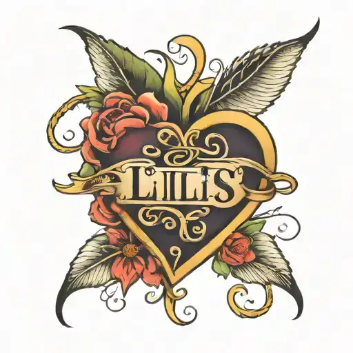 The Word Lils With A Heart Intertwined
