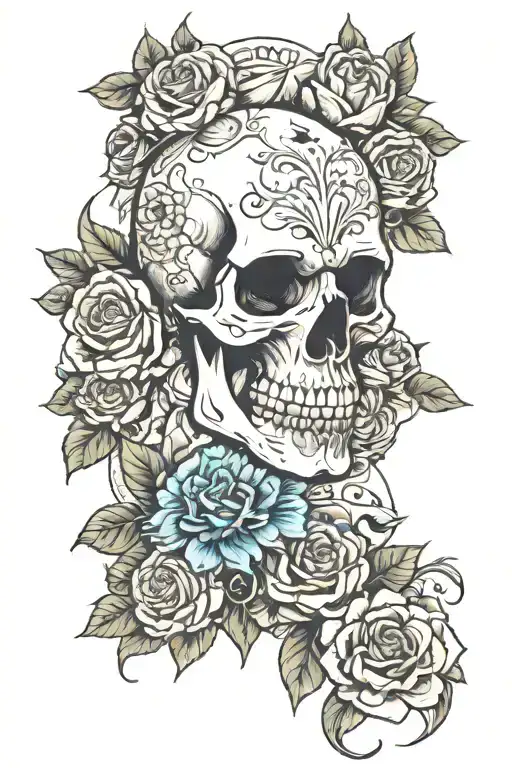 Memento Mori Skull Surrounded