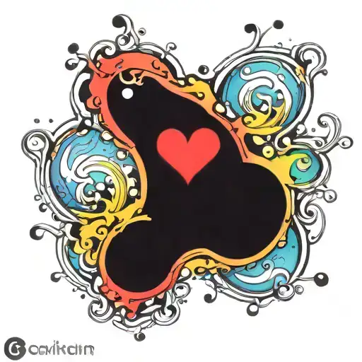 Rainbow Splotch With Heart Semi Colon