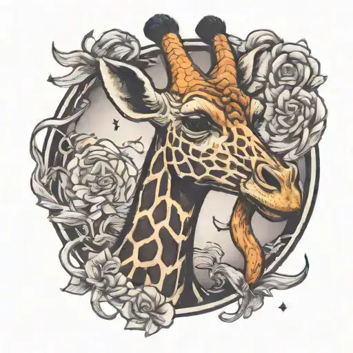 Demonic Giraffe Standing With A Birth Date