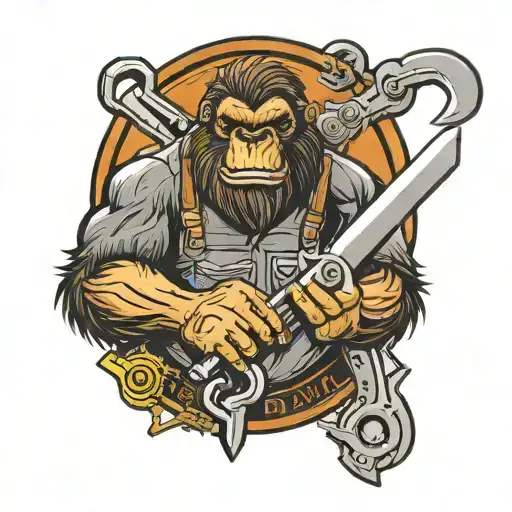 Bigfoot Mechanic Holding A Wrench