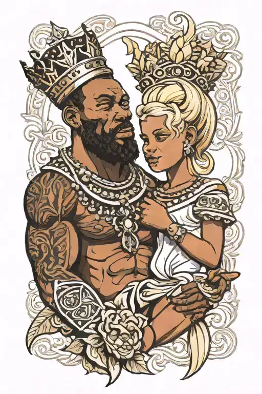 Muscular African King Marry White Little Slim Blonde Girl