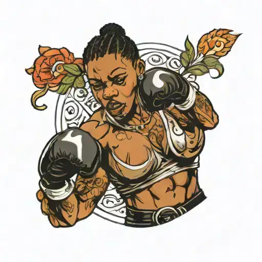 African American Woman Boxer Getting Punched By The Glove Of Life