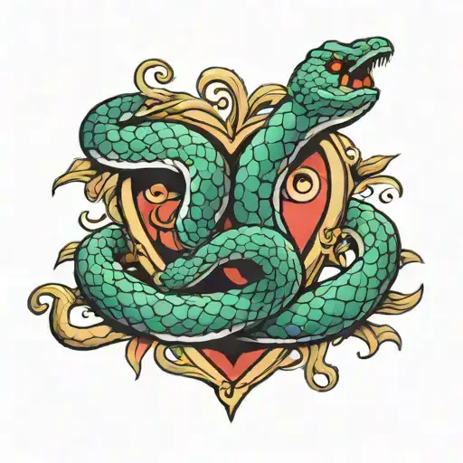 Snake Entangling A Heart