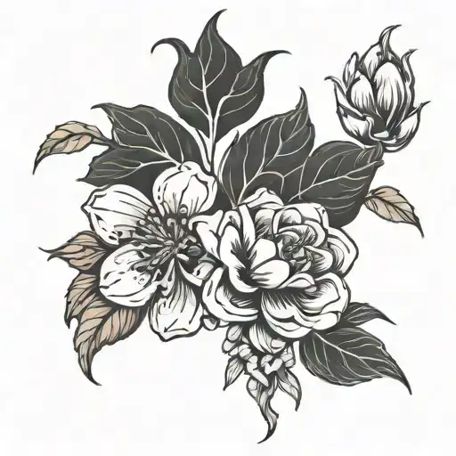 Feb And Dec Birth Flowers Intertwined