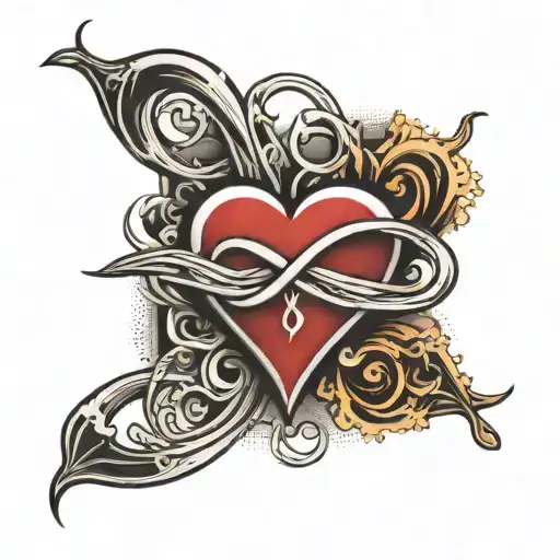 Infinity Symbol With A Heartbeat Line Art