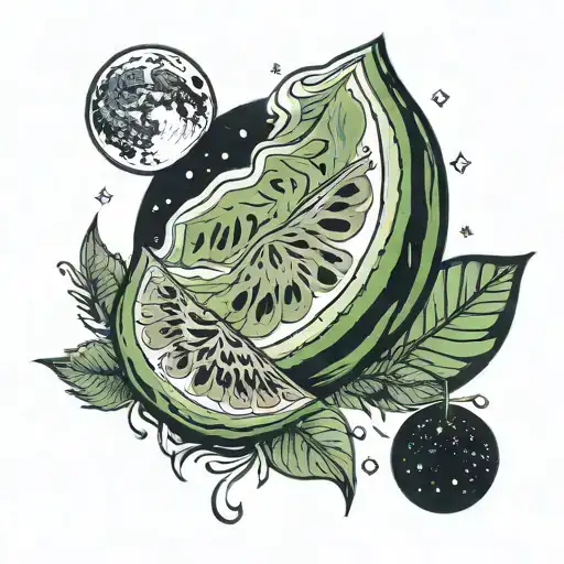 Watermelon And Moon Merging Together
