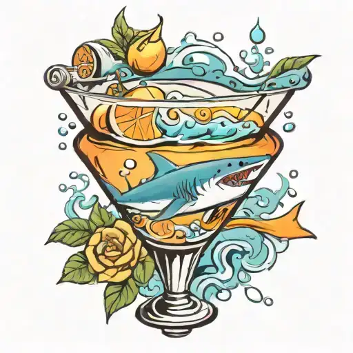 Shark Diving Into A Martini Glass