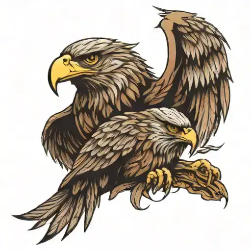 Tattoo Of An Eagle With 2 Faces Merged Together