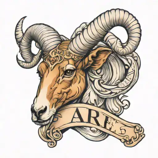 3D Realistic Aries Sign Female Tattoo That
