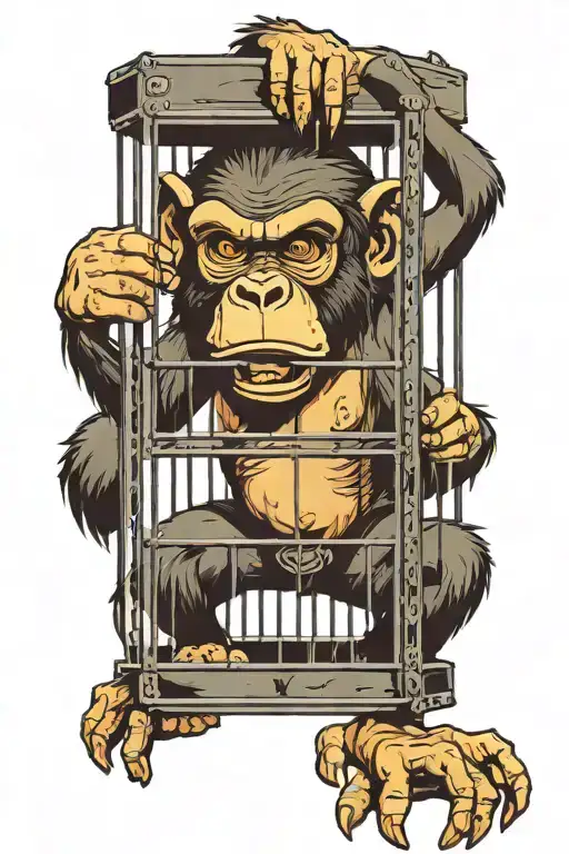 Angry Monkey In A Cage Trying To Get Out