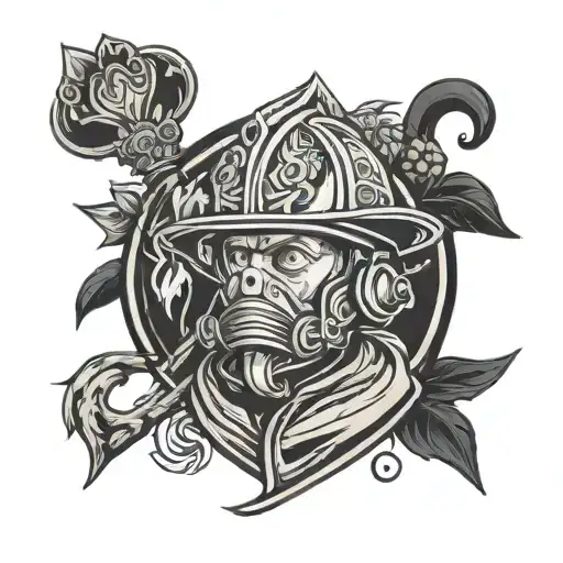 Russian Firefighter In A Minimalist Style