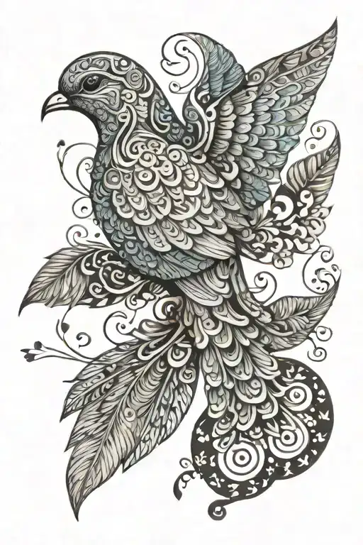 Zentangle Dove Perched