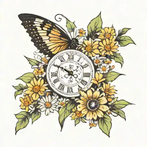 Roman Numerals Surrounded By Daisys