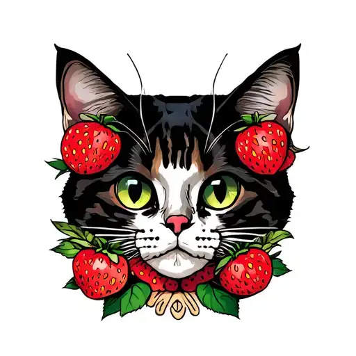 Cat Strawberry Skeletons Rose