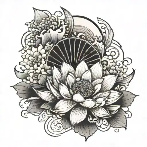 Black Lotus With Japanese Fan