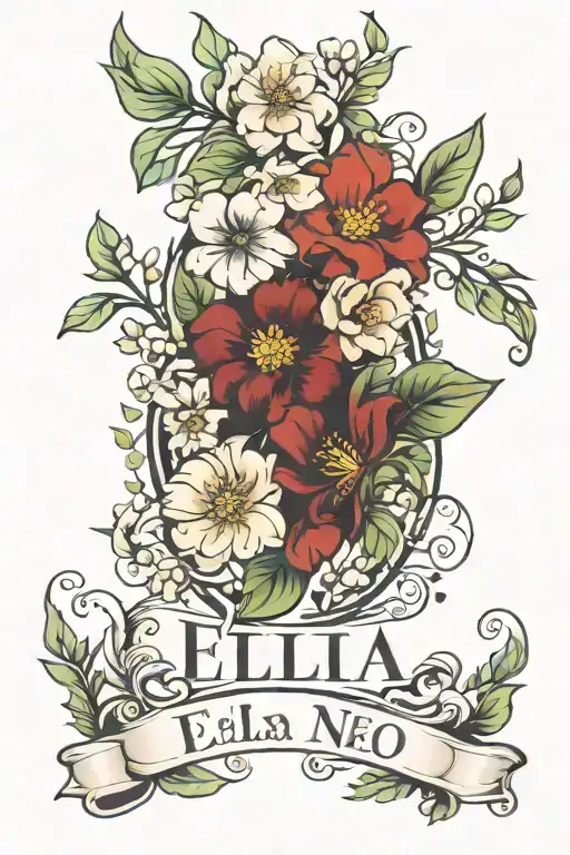September And April Birth Flowers Surrounding The Name Ella