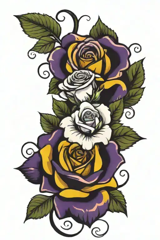 Yellow Rose And Purple Pansey Flower With A Vine