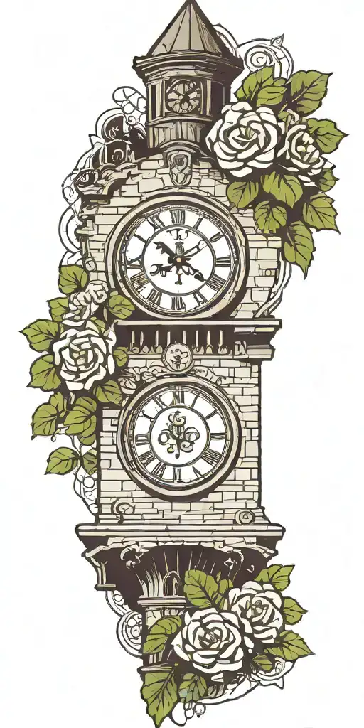 Clocktower With Four Leaf Clover Intertwined