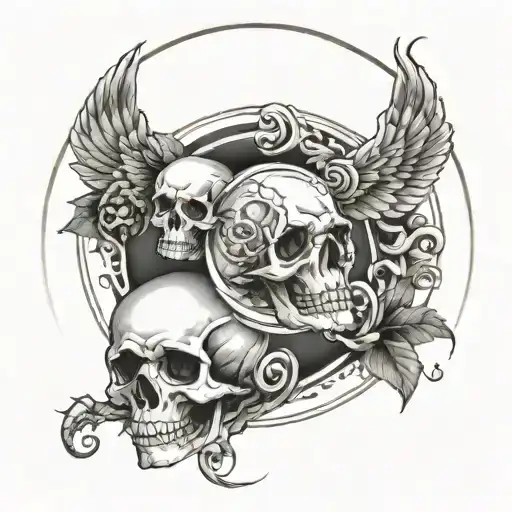 Memento Mori In Gothic Style As A Circle
