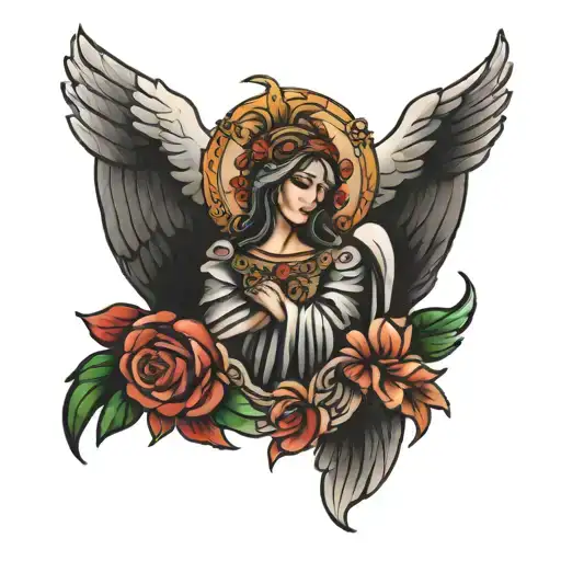 Virgin Marry On Mexican Eagle Perched